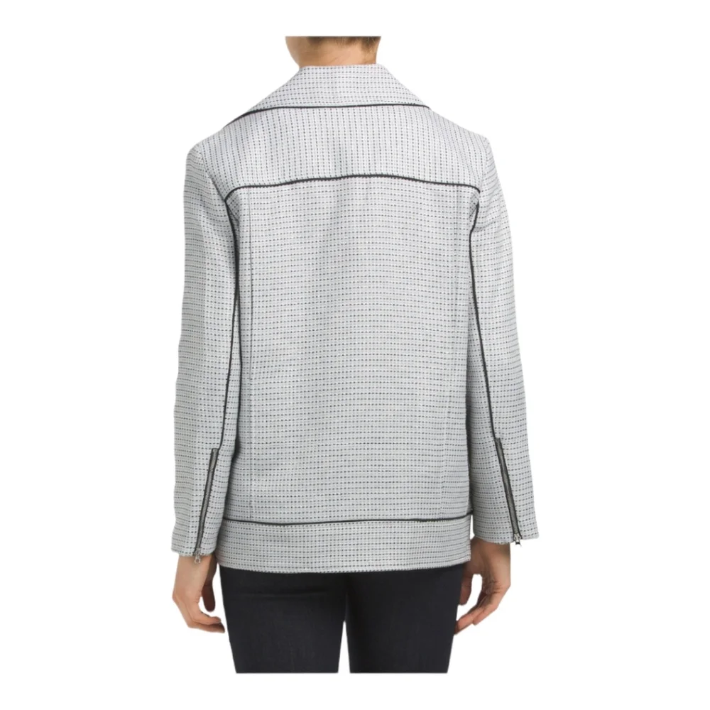 NWT Badgley Mischka Tweed Moto Jacket Grey Multi Large - Picture 2 of 15